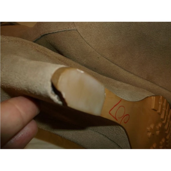 Colin Stuart Tan Suede Leather Slip ON Back Laced Wedge Boot 7.5 M NEW DISPLAY - Picture 4 of 8